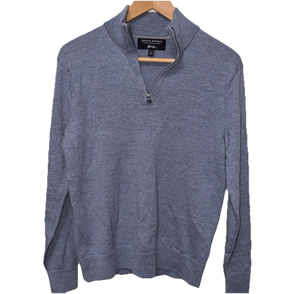 Banana Republic Baruffa Italian Merino Extra Fine Wool Sweater Mens Size S Gray